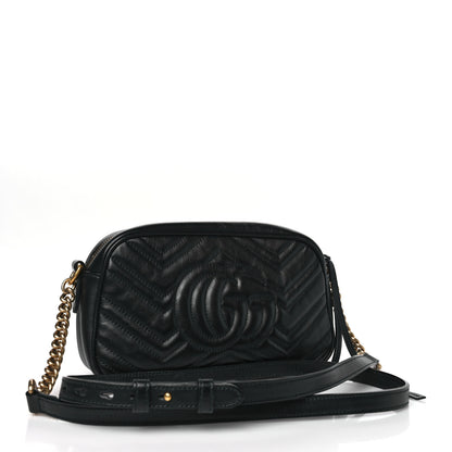 Gucci Calfskin Matelasse Small GG Marmont Chain Shoulder Bag Black 3 of 10