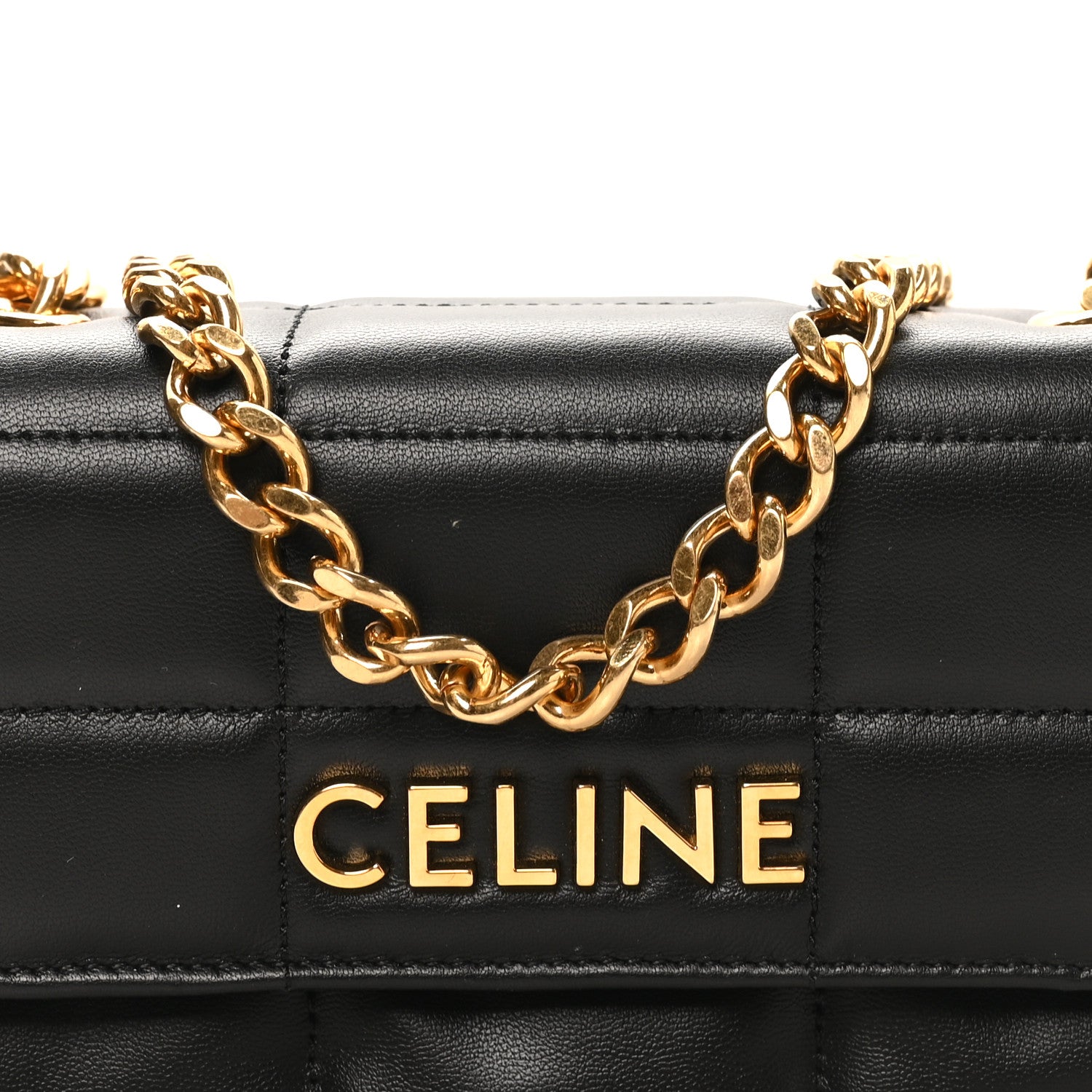 Celine Goatskin Matelasse Mini Chain Shoulder Bag Black 1869561