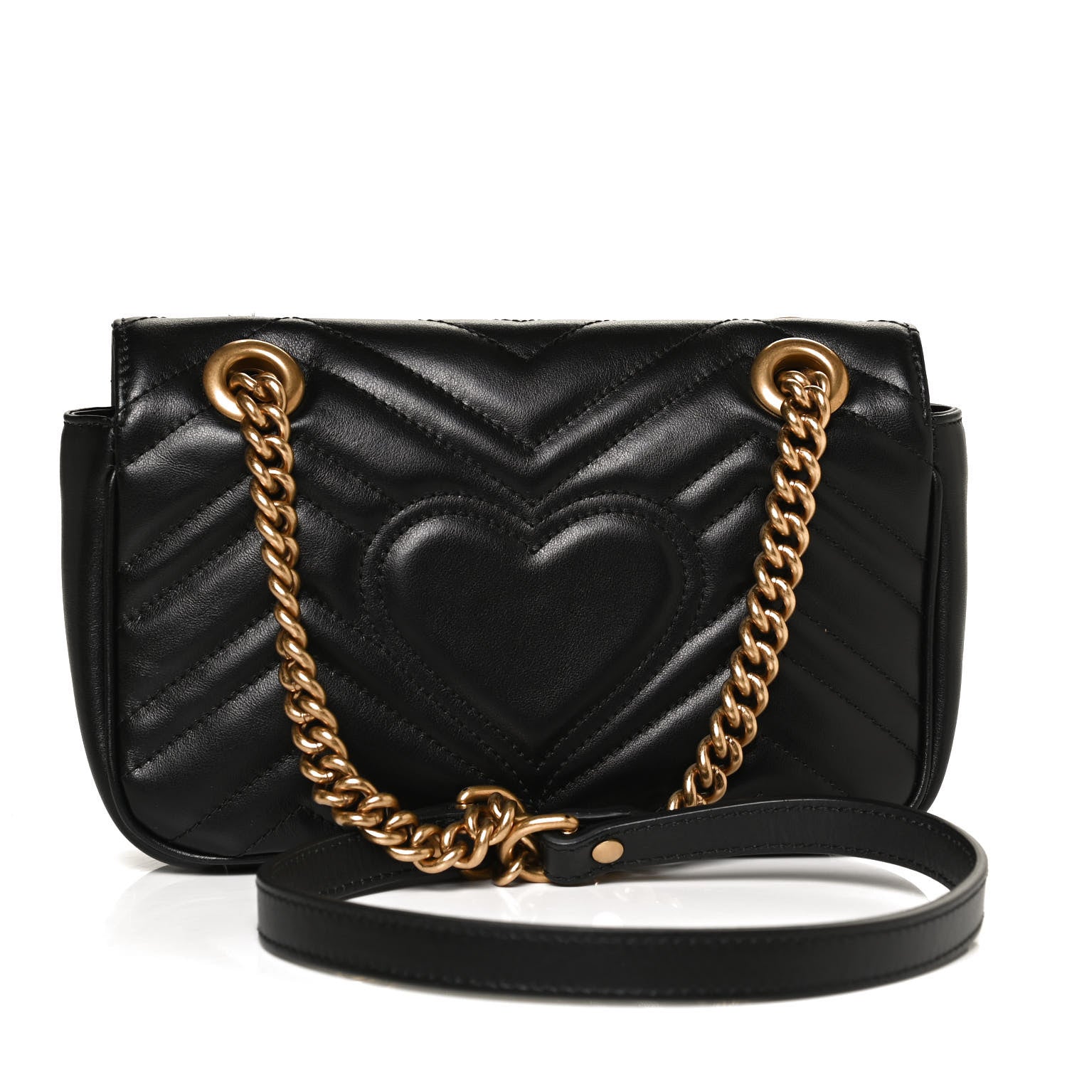 Gucci Calfskin Matelasse Mini GG Marmont Shoulder Bag Black 3 of 11