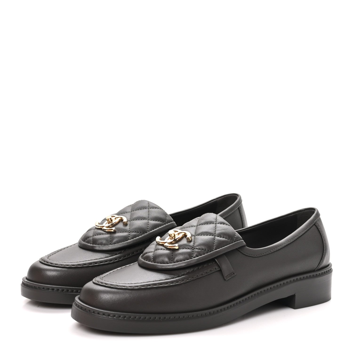 Chanel Lambskin Quilted CC Turnlock Loafers 40 Dark Brown 4 of 11