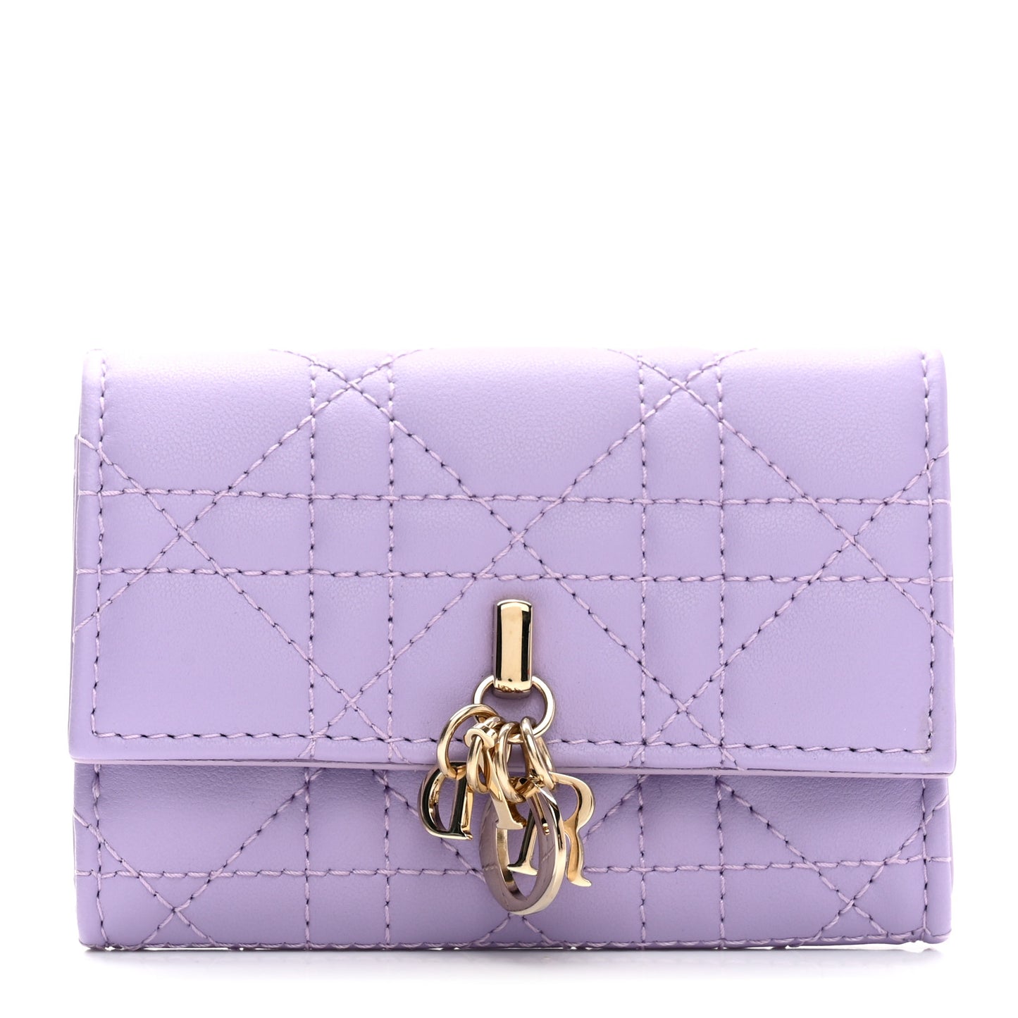 Lambskin Cannage Miss Dior Glycine Wallet Purple