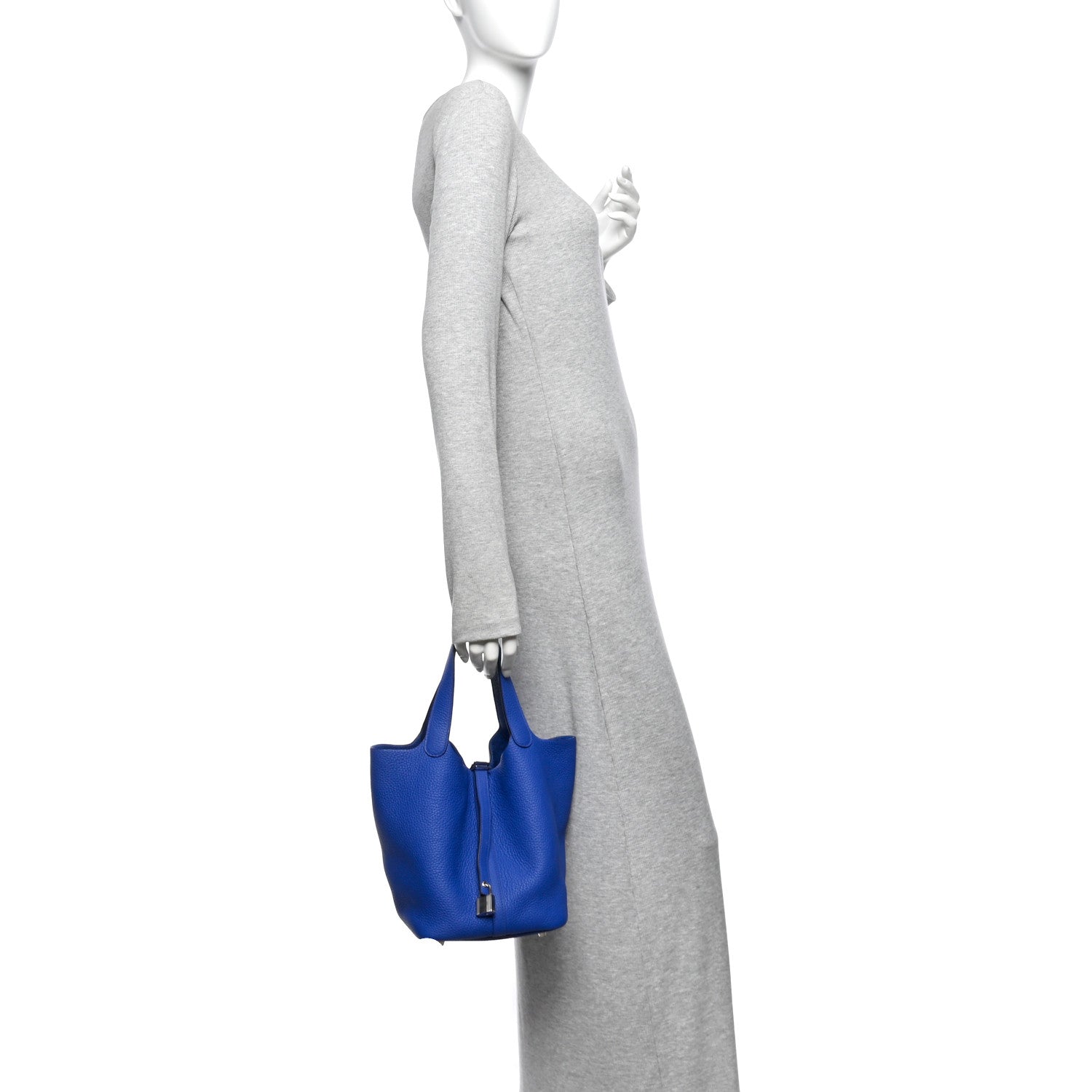 Hermes Taurillon Clemence Picotin Lock 22 MM Bleu Electrique 2 of 10