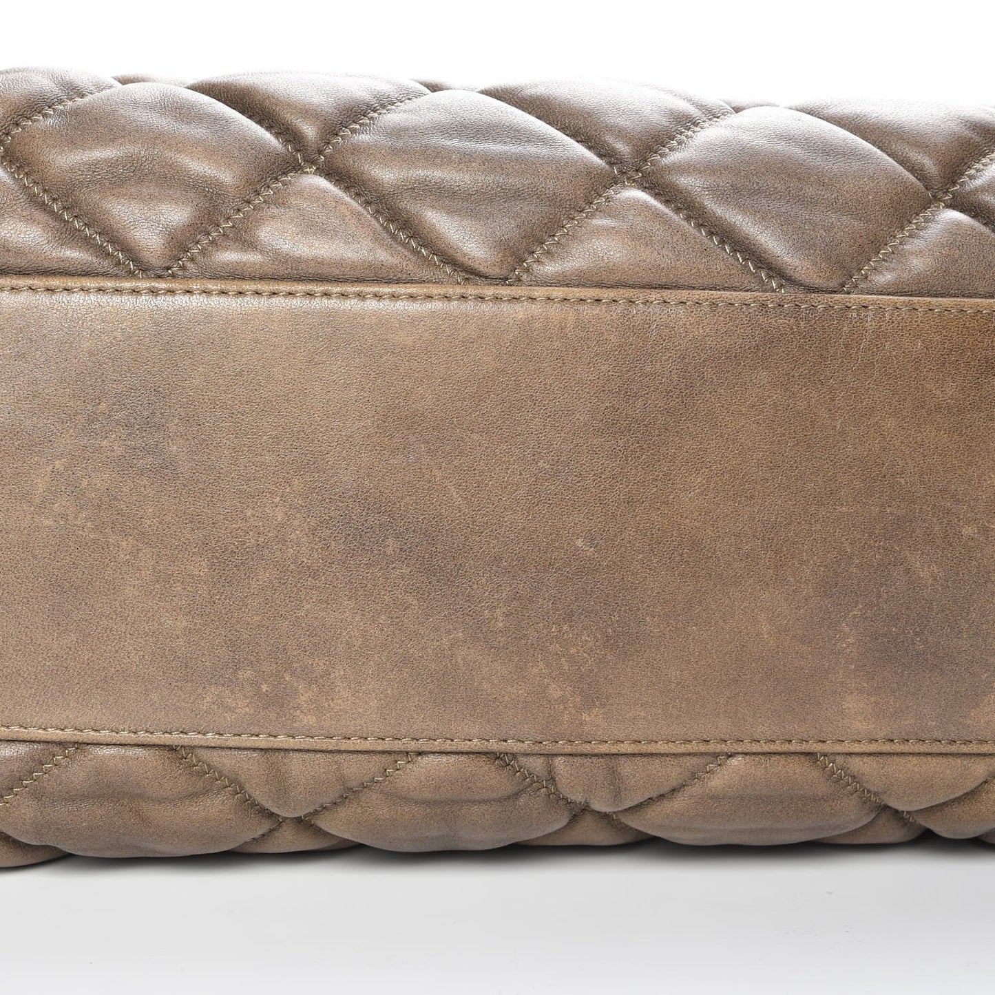 Lambskin Bubble Quilt Bowler Dark Beige