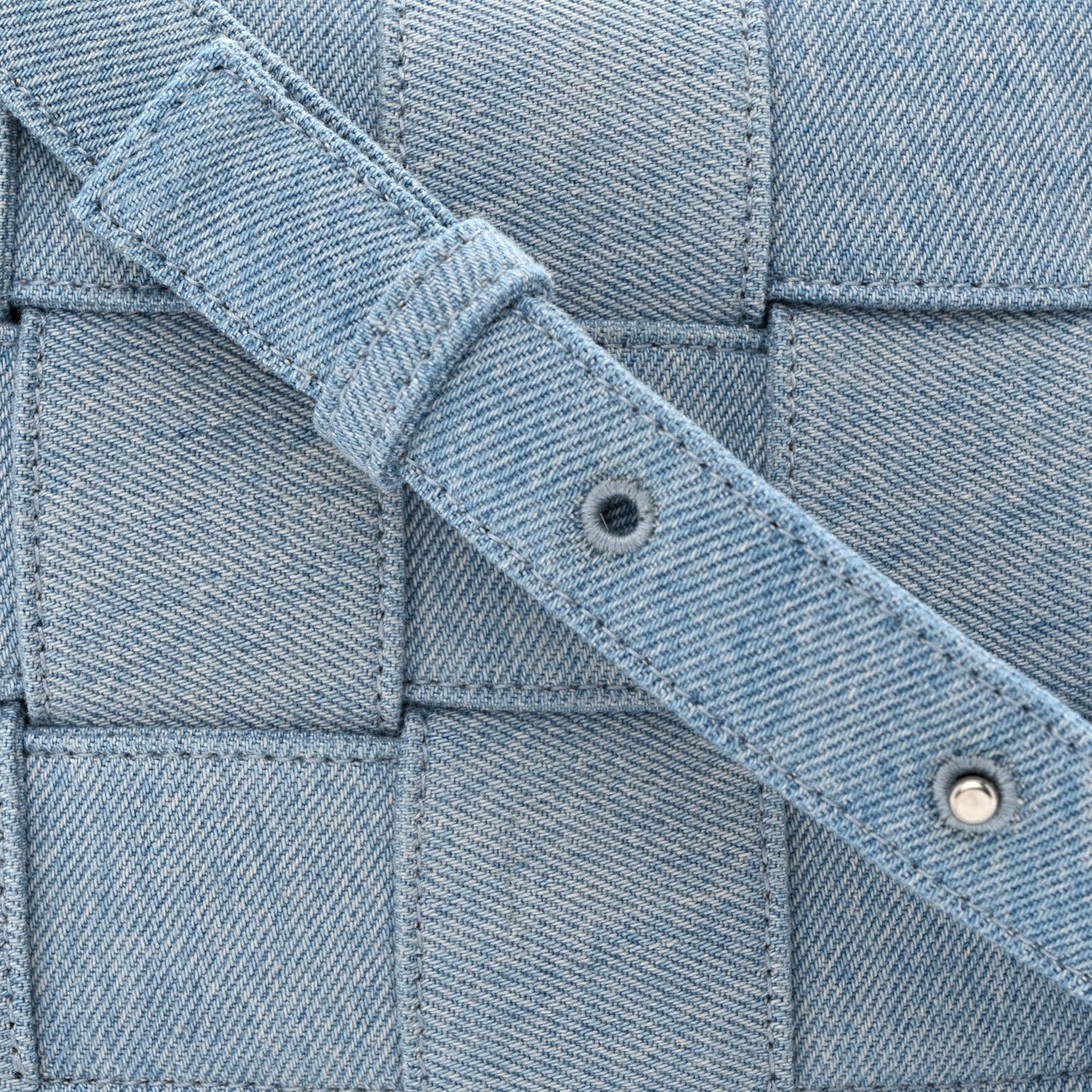 Denim Maxi Intrecciato Cassette Crossbody Bag Blue