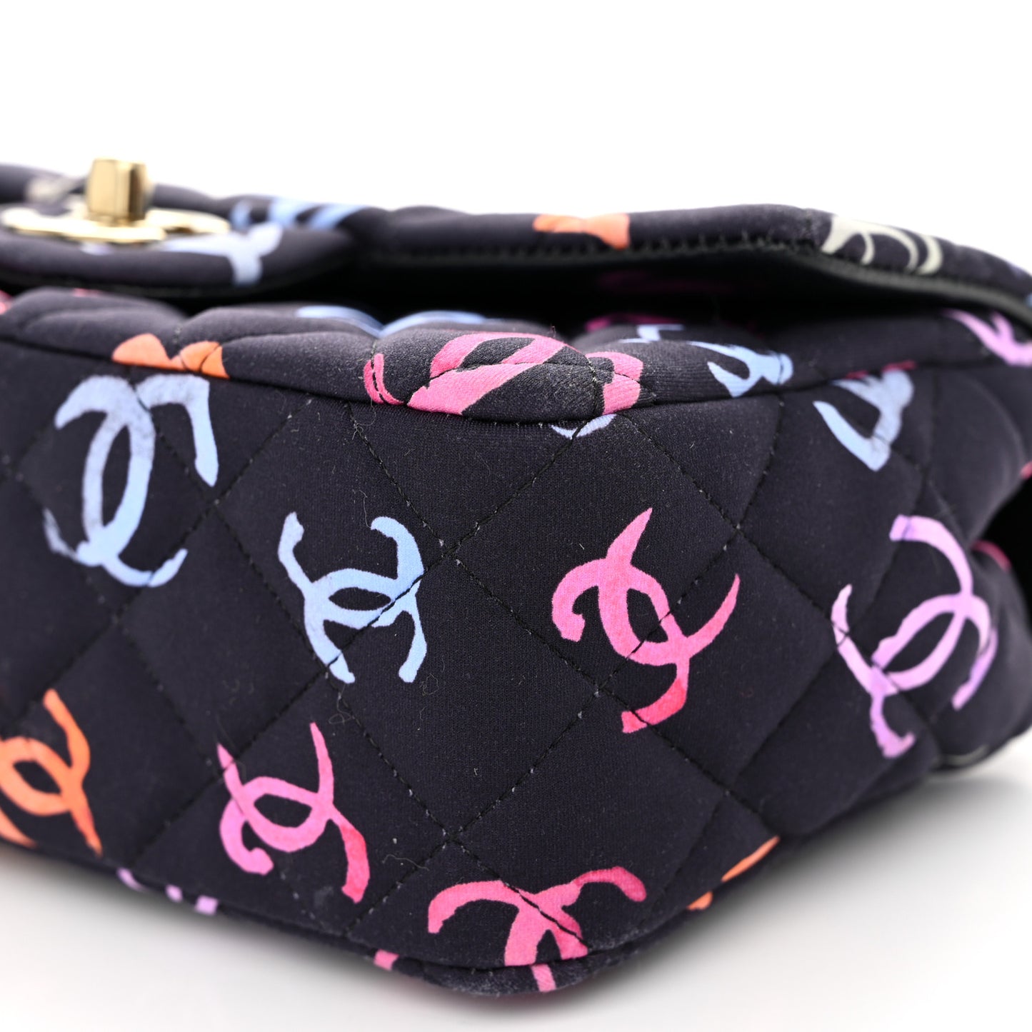 Printed Fabric Quilted Mini Rectangular Flap Black Pink Blue Yellow Orange