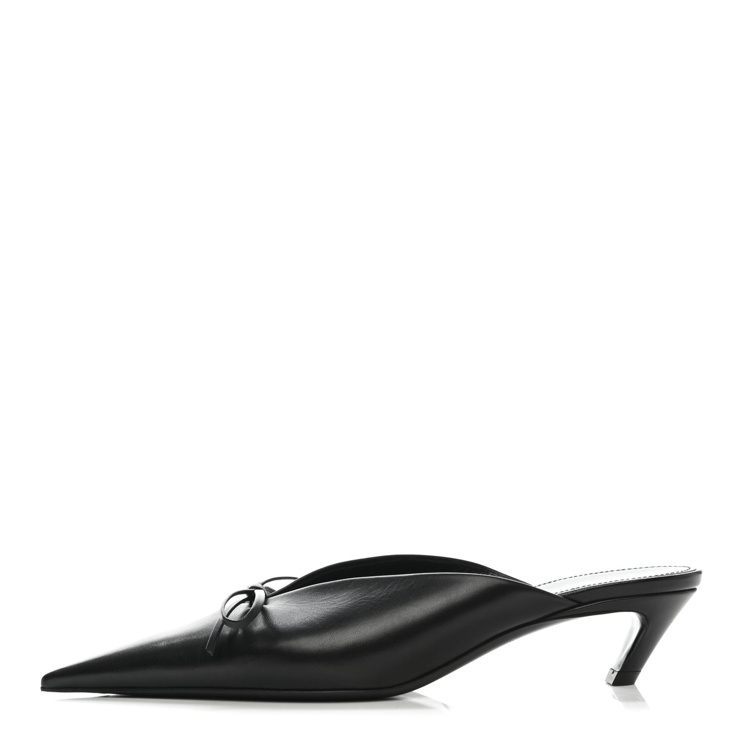 Goatskin Pointed Toe Knife Mules 37 Black