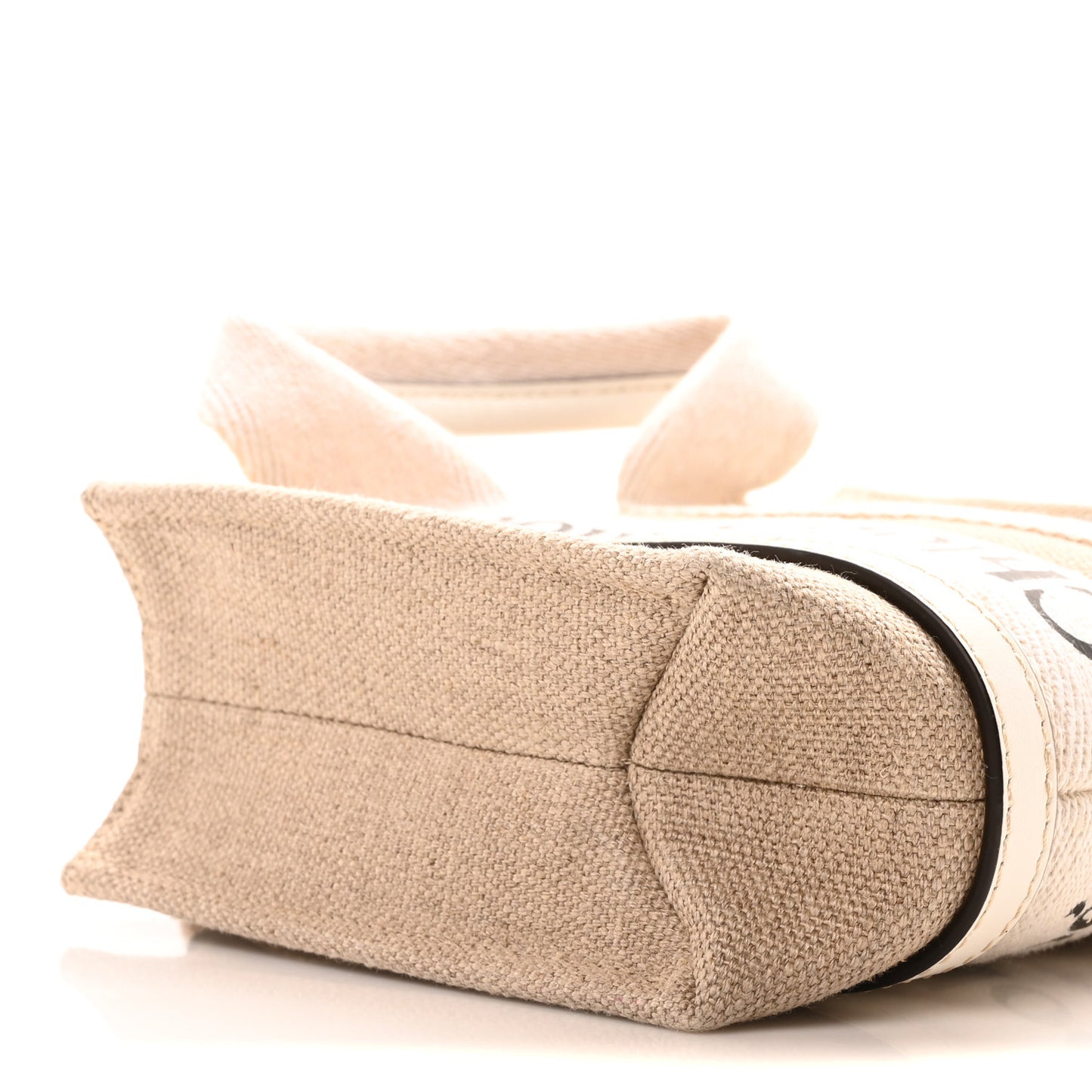 Cotton Calfskin Nano Woody Ribbon Tote With Strap White