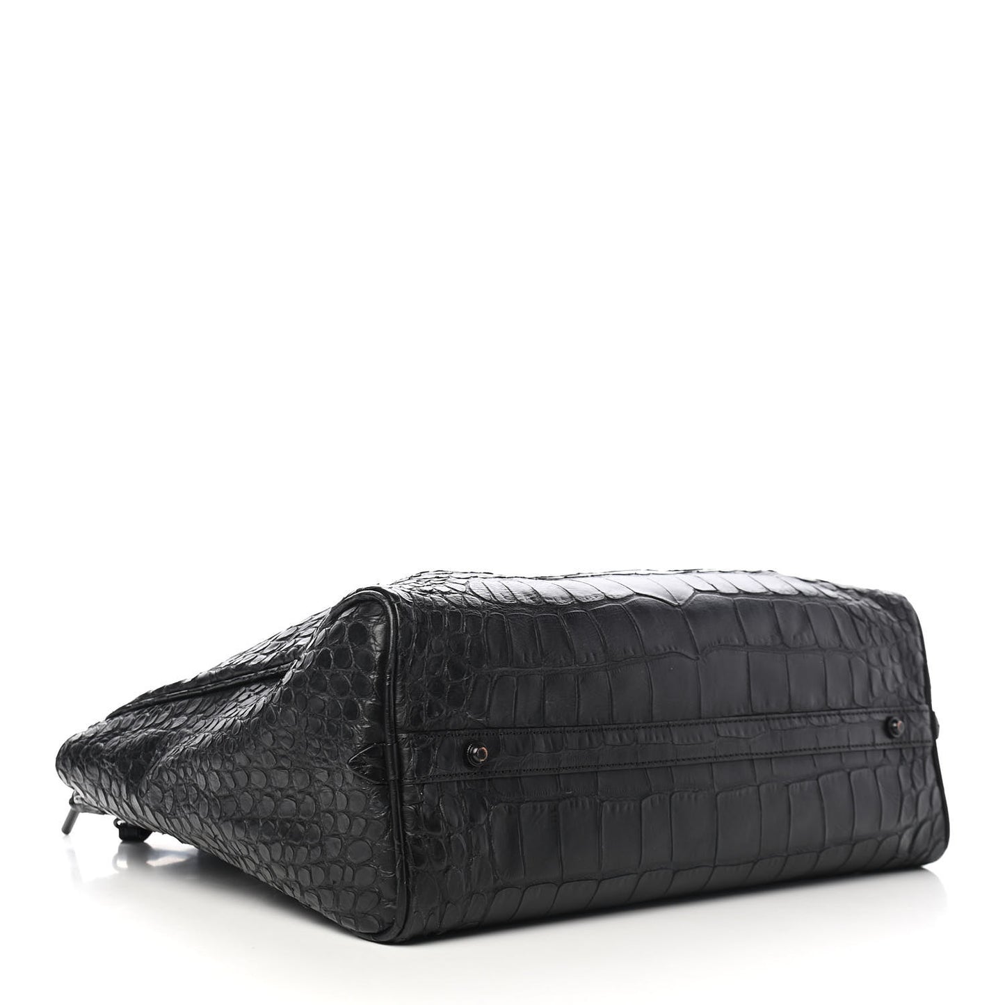 Crocodile Embossed Large Ryder Satchel Black
