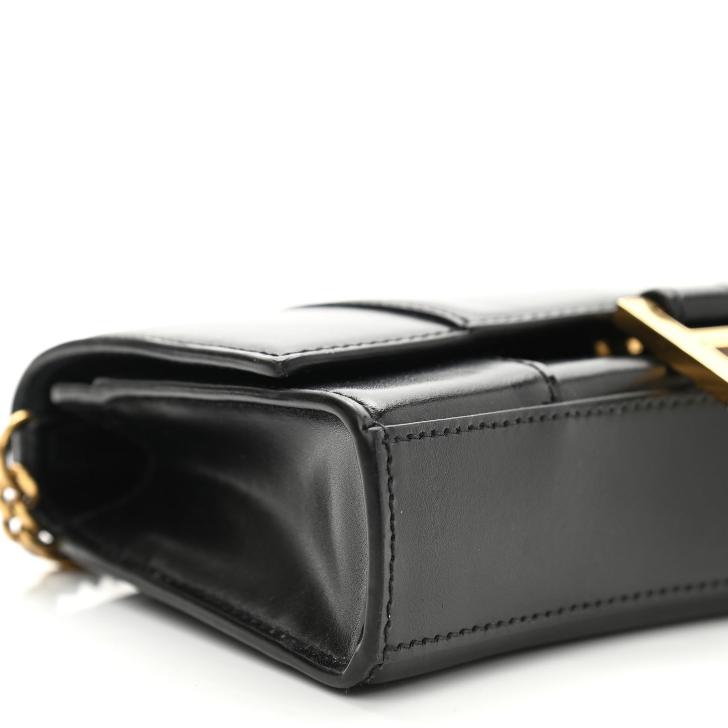 Shiny Box Calfskin Hourglass Chain Bag Black