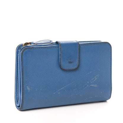 Prada Saffiano Metal Compact Wallet Cobalto 3 of 12