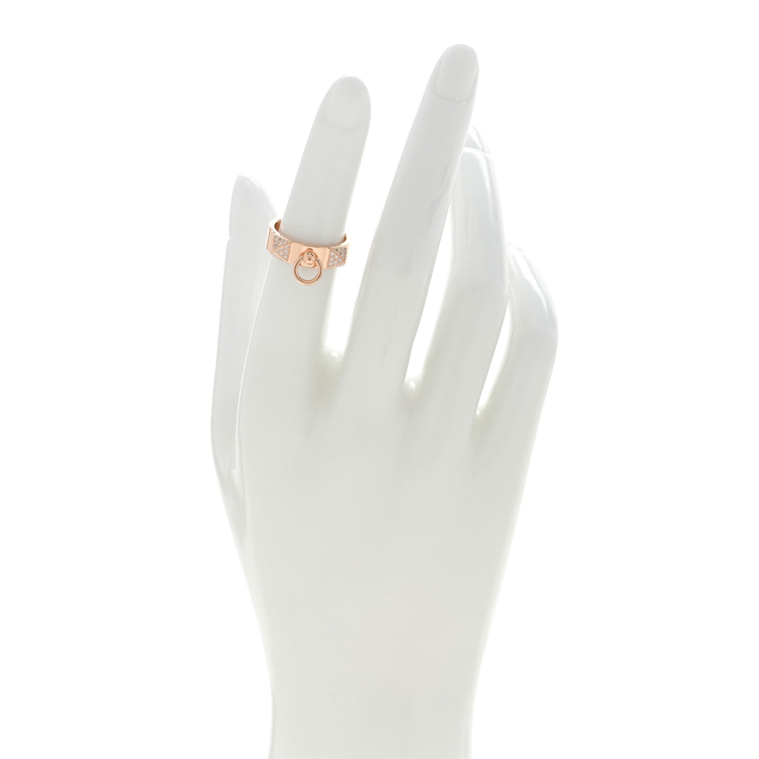 Hermes 18K Rose Gold Diamond PM Collier de Chien Ring 49 5 2 of 5