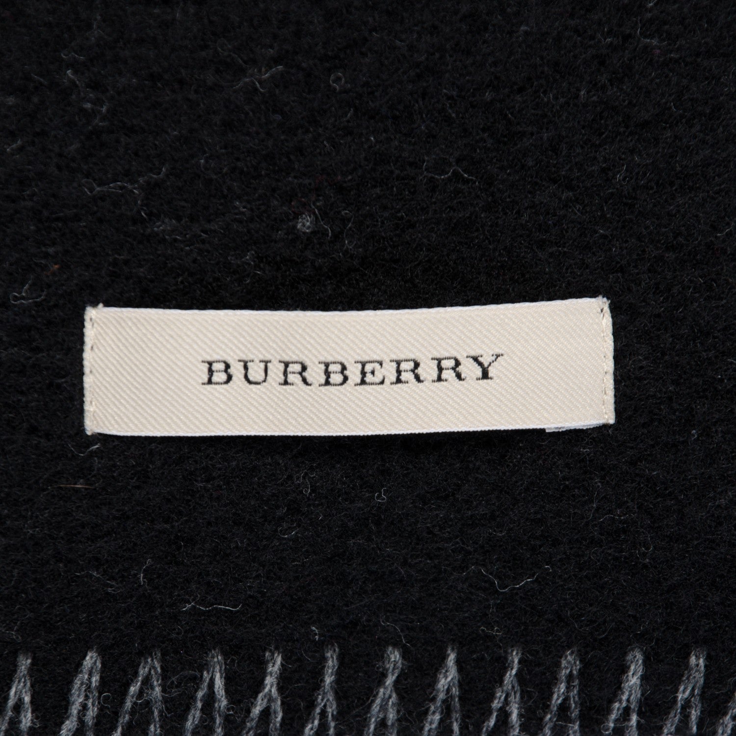 Burberry Wool Cashmere Half Mega Check Blanket Scarf Black Grey 4 of 5