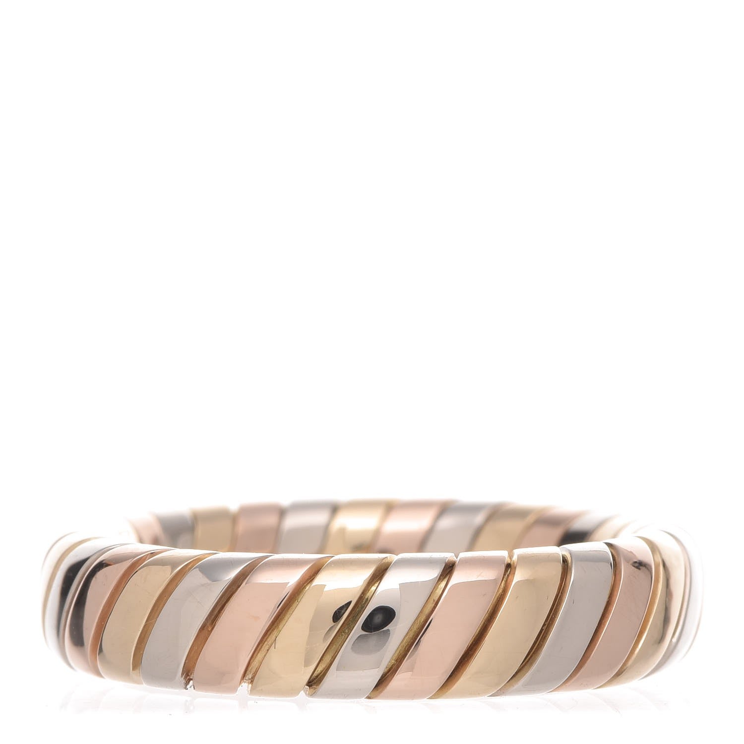 Bulgari 18K Rose Yellow White 5mm Tubogas Band Ring 51 5.75 1 of 4