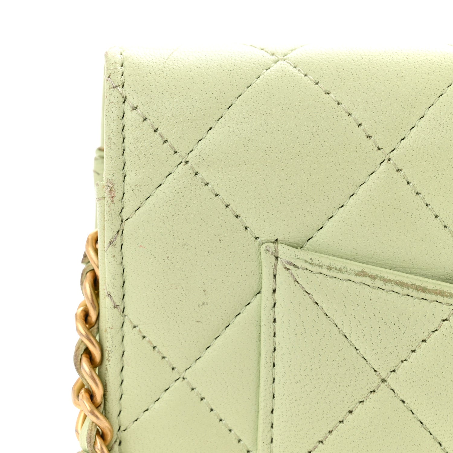 Chanel Lambskin Quilted CC Pearl Crush Wallet on Chain WOC Light Green 21 of 23