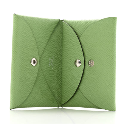 Hermes Epsom Calvi Duo Card Case Vert Criquet 5 of 6