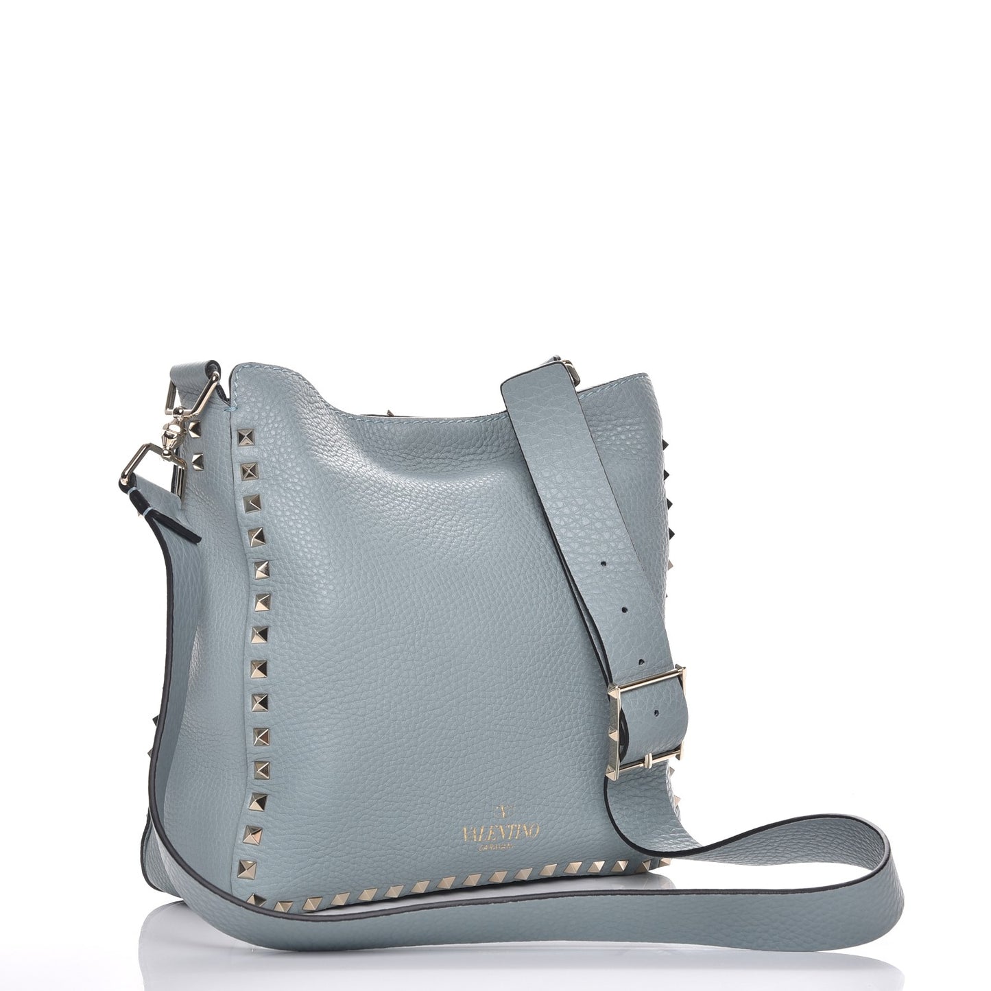 Pebbled Calfskin Small Rockstud Flip-Lock Messenger Bag Nube