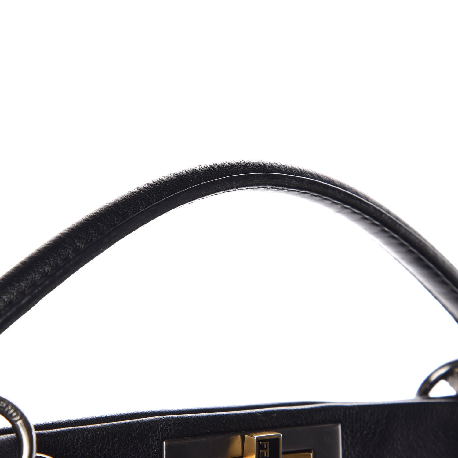Fendi Goatskin Zucca Large Peekaboo Iconic Satchel Black Tobacco 19 of 20
