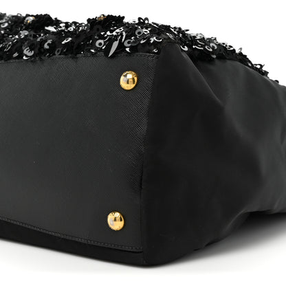 Prada Nylon Sequin Tote Black 7 of 18