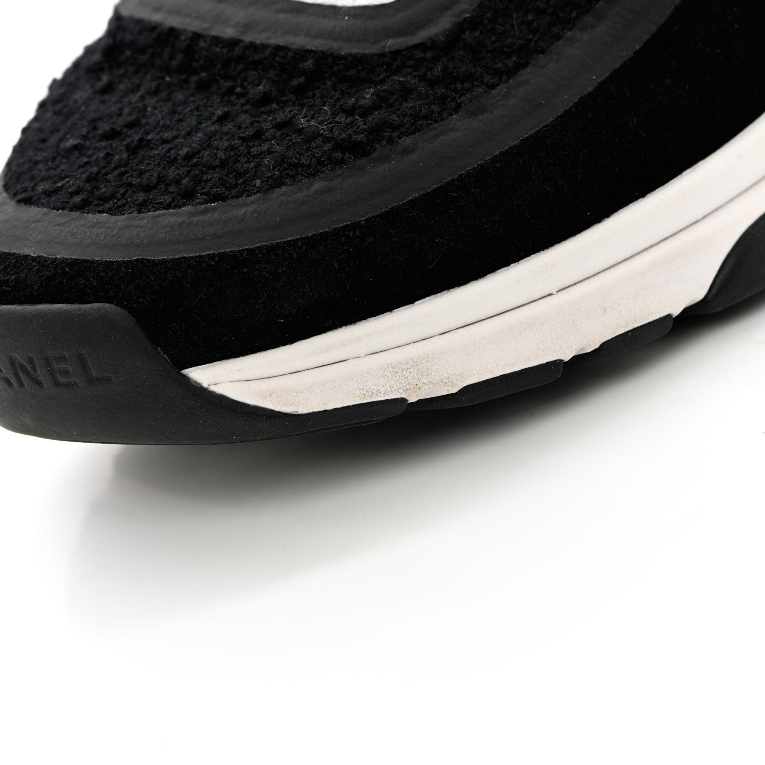 Chanel Tweed Suede Calfskin CC Sneakers 36.5 Black White 11 of 14