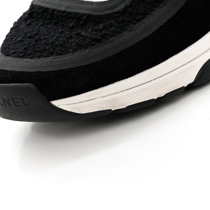 Chanel Tweed Suede Calfskin CC Sneakers 36.5 Black White 11 of 14