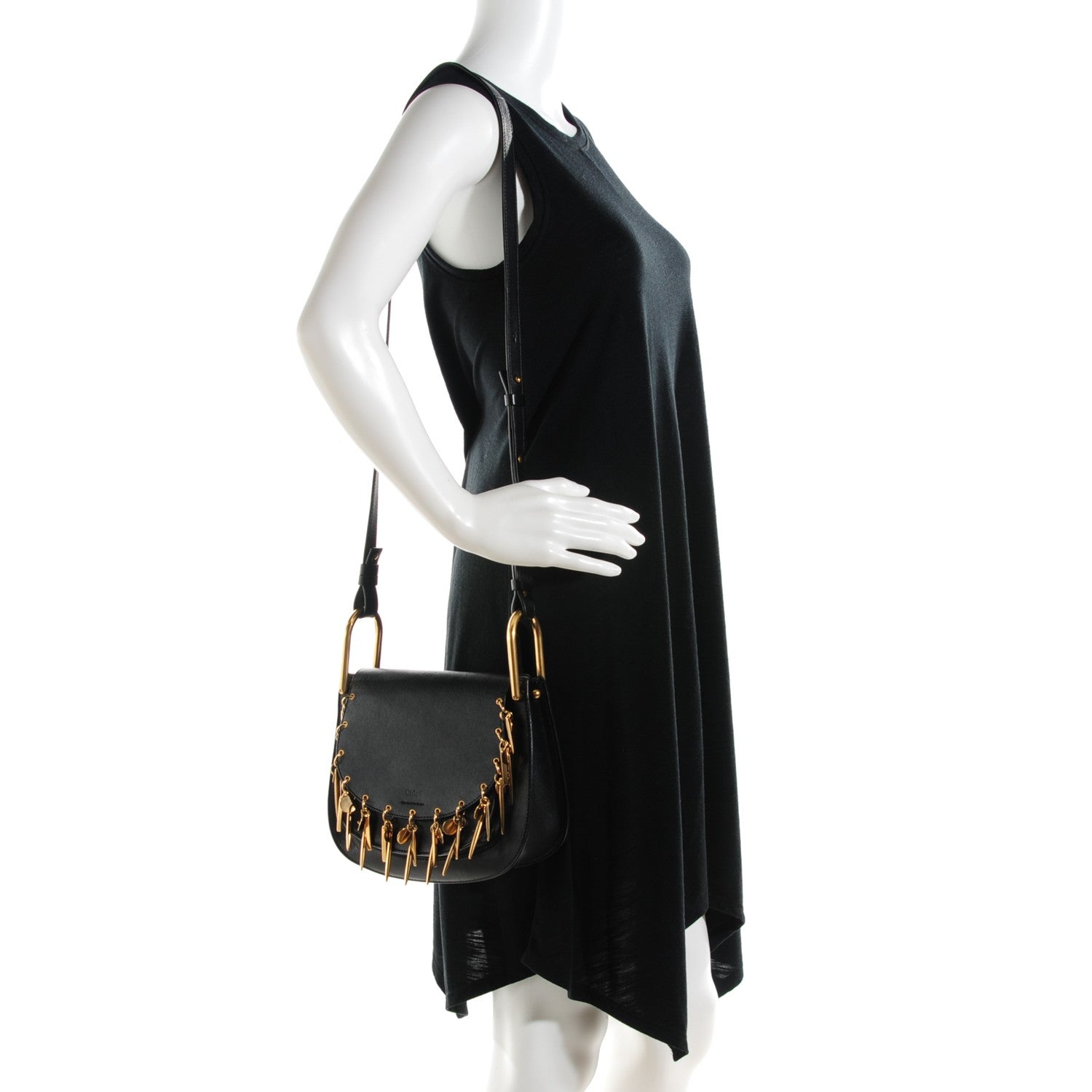 Chloe Calfskin Small Charm Hudson Shoulder Bag Black 2 of 7