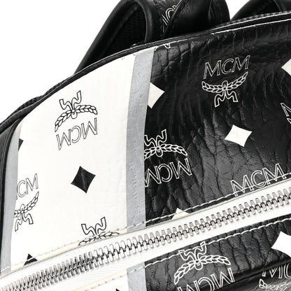 MCM Visetos Chevron Colorblock Small Stark Backpack Black White 15 of 15