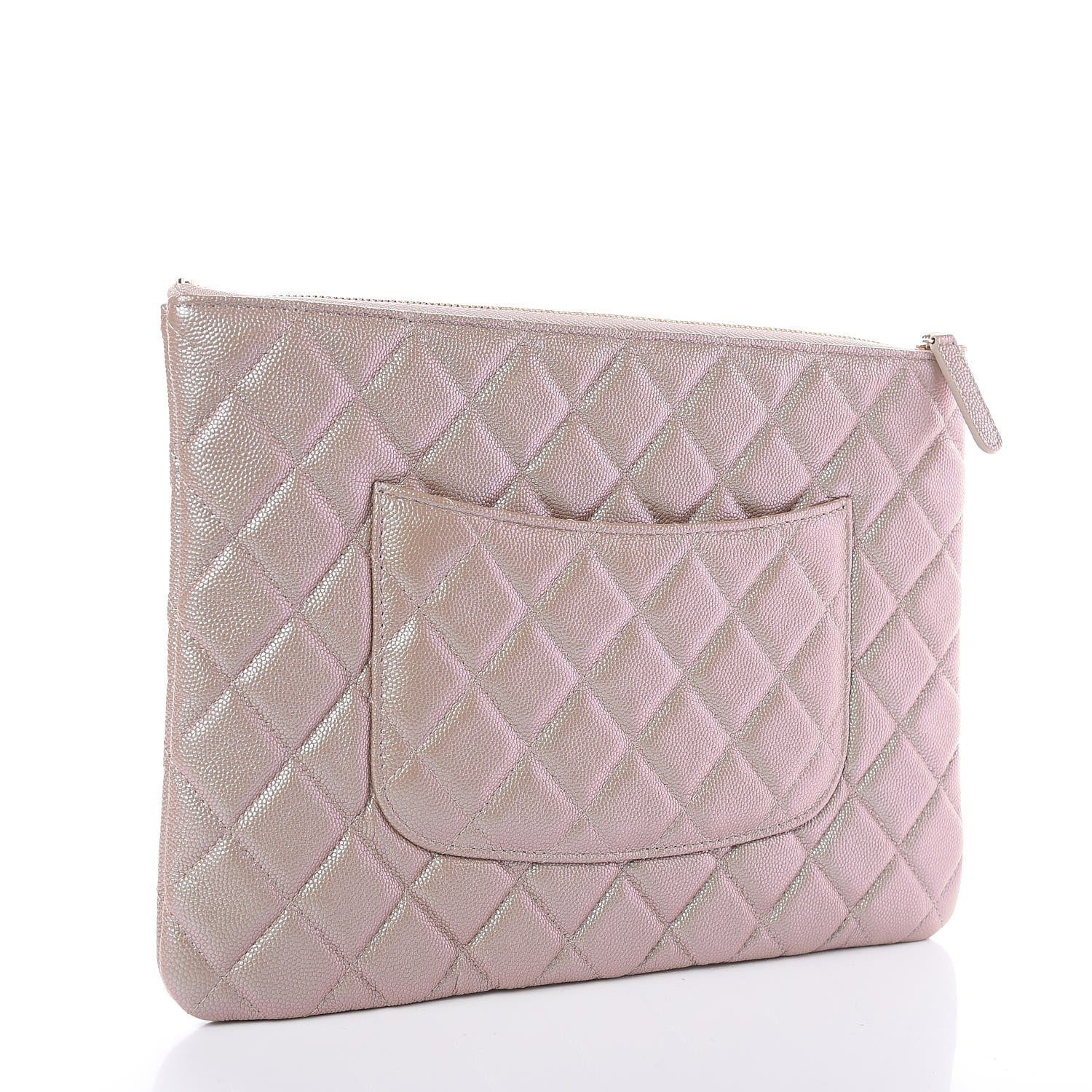 Chanel Iridescent Caviar Quilted Medium Cosmetic Case Beige 3 of 10