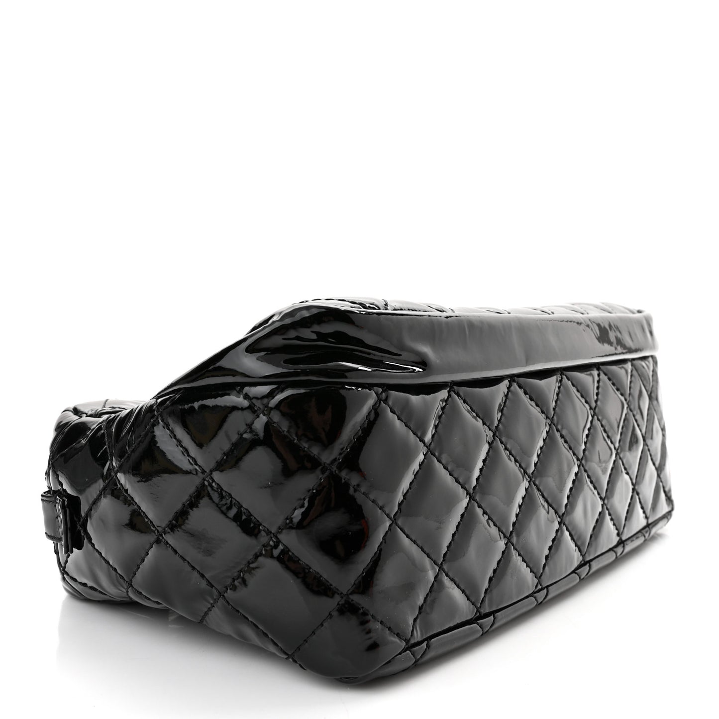 Patent Quilted Bowler Bag Black