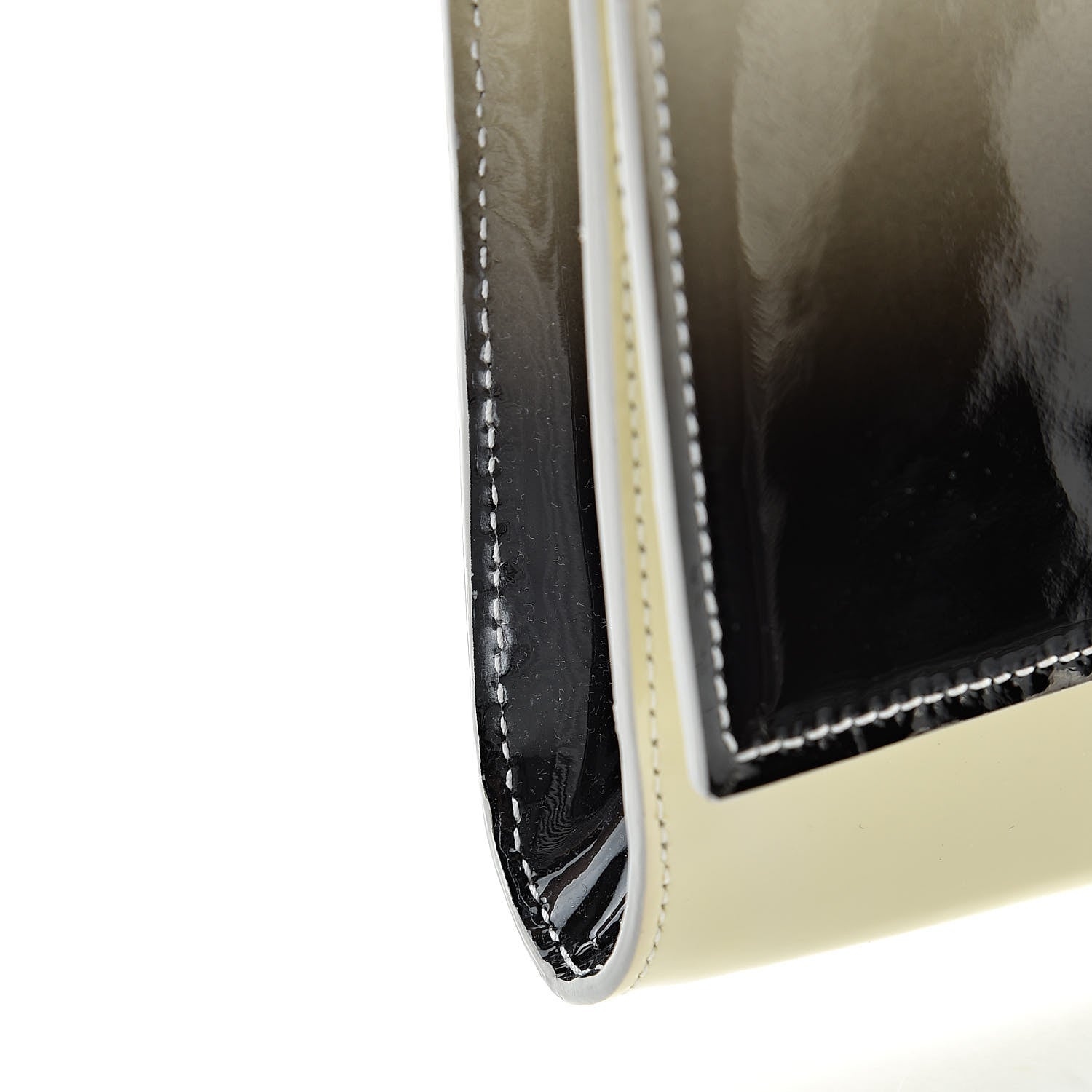 Saint Laurent Patent Calfskin Ombre Monogram Large Belle De Jour Clutch Ivory Black 10 of 10