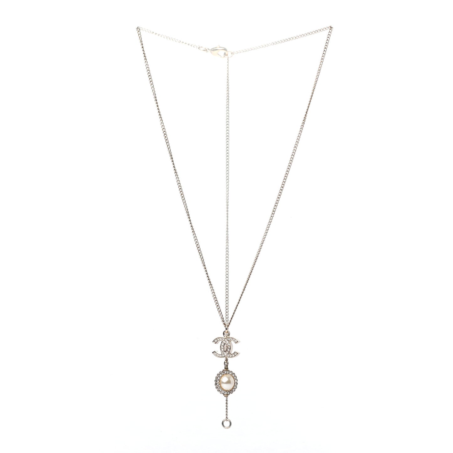 Crystal Pearl CC Lace Camellia Necklace Gold