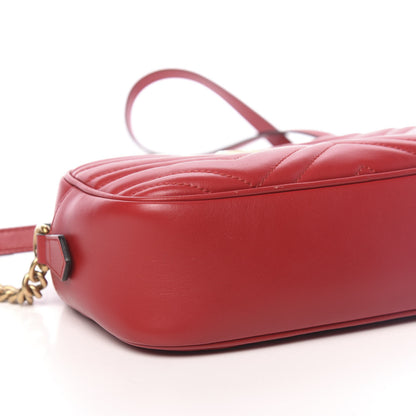 Gucci Calfskin Matelasse Small GG Marmont Chain Shoulder Bag Hibiscus Red 9 of 11