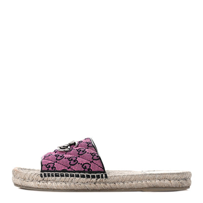 Gucci Monogram Multicolor Matelasse Diagonal GG Marmont Espadrille Slide Sandals 39.5 Pink Blue 1 of 8