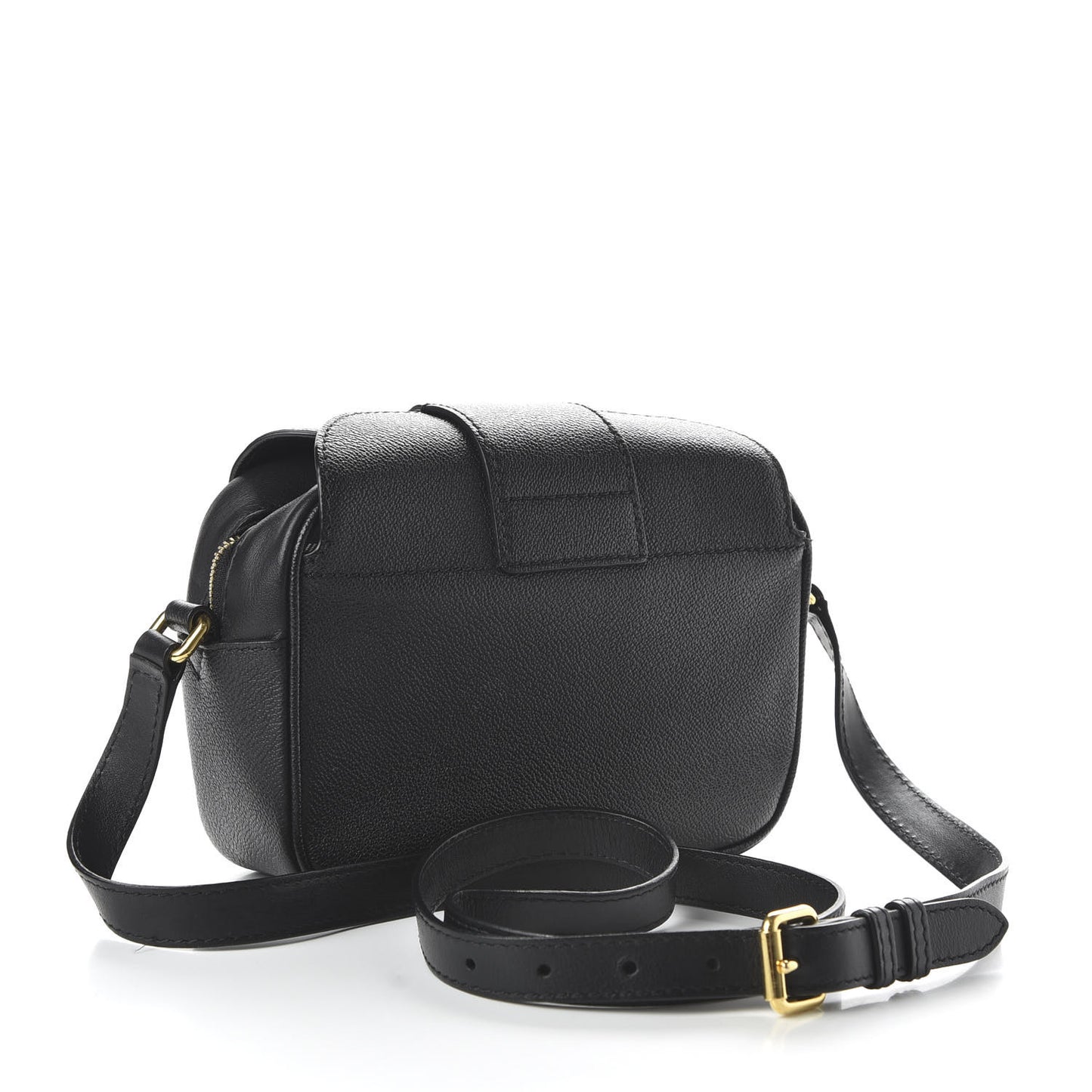 Soft Grain Calfskin Small Buckle Zip Bag Black
