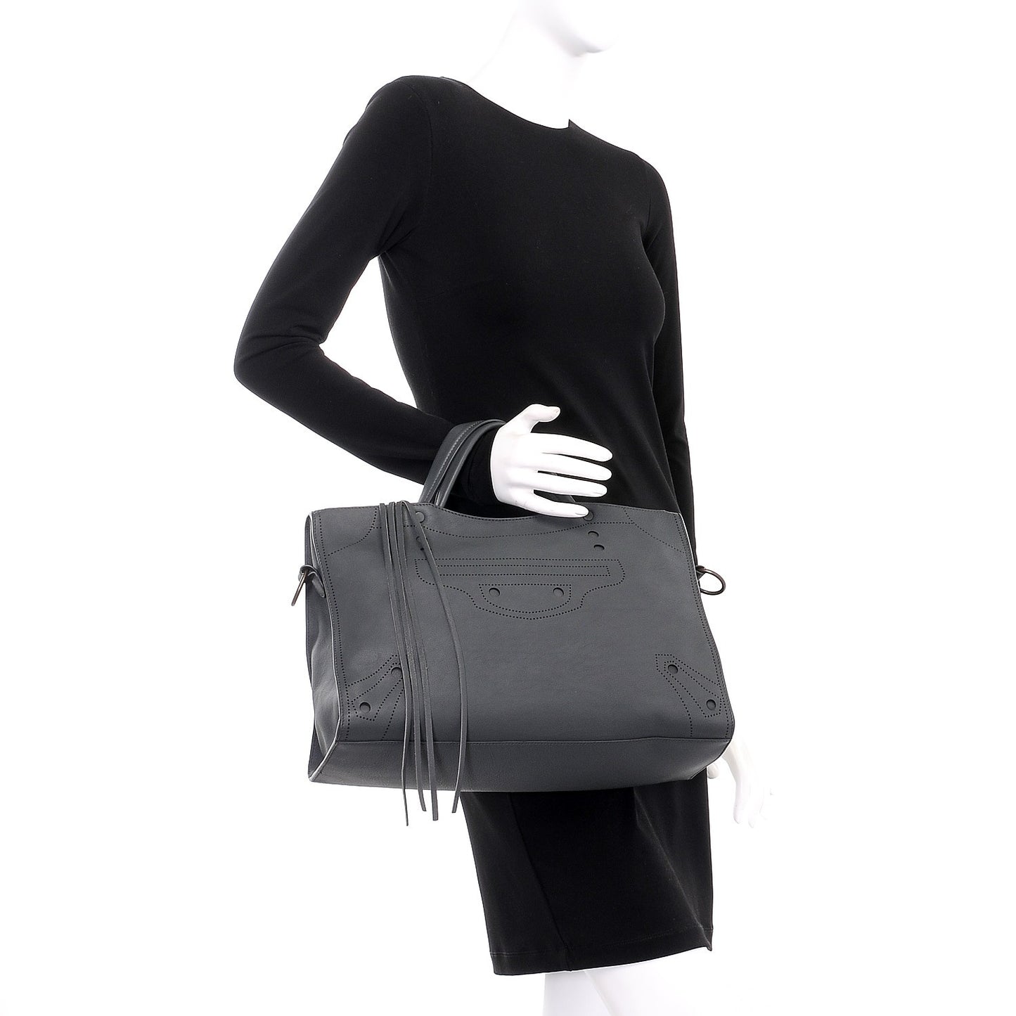 Veau Soyeux Perforated Blackout Hardware City Gris Fossile