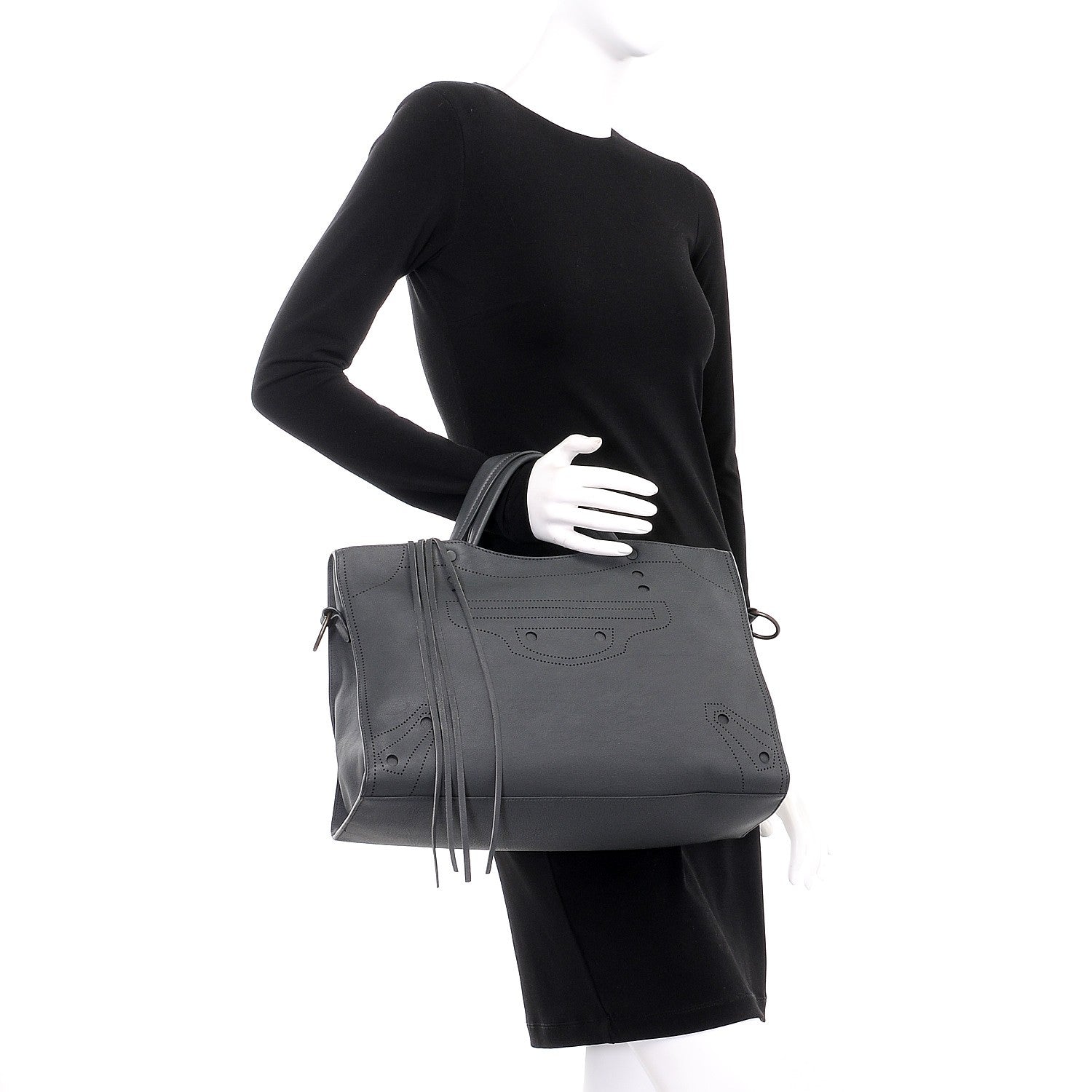 Balenciaga Veau Soyeux Perforated Blackout Hardware City Gris Fossile 3 of 8