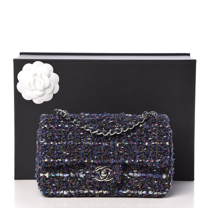 Chanel Tweed Quilted Mini Rectangular Flap Blue Purple Khaki Pink 13 of 13
