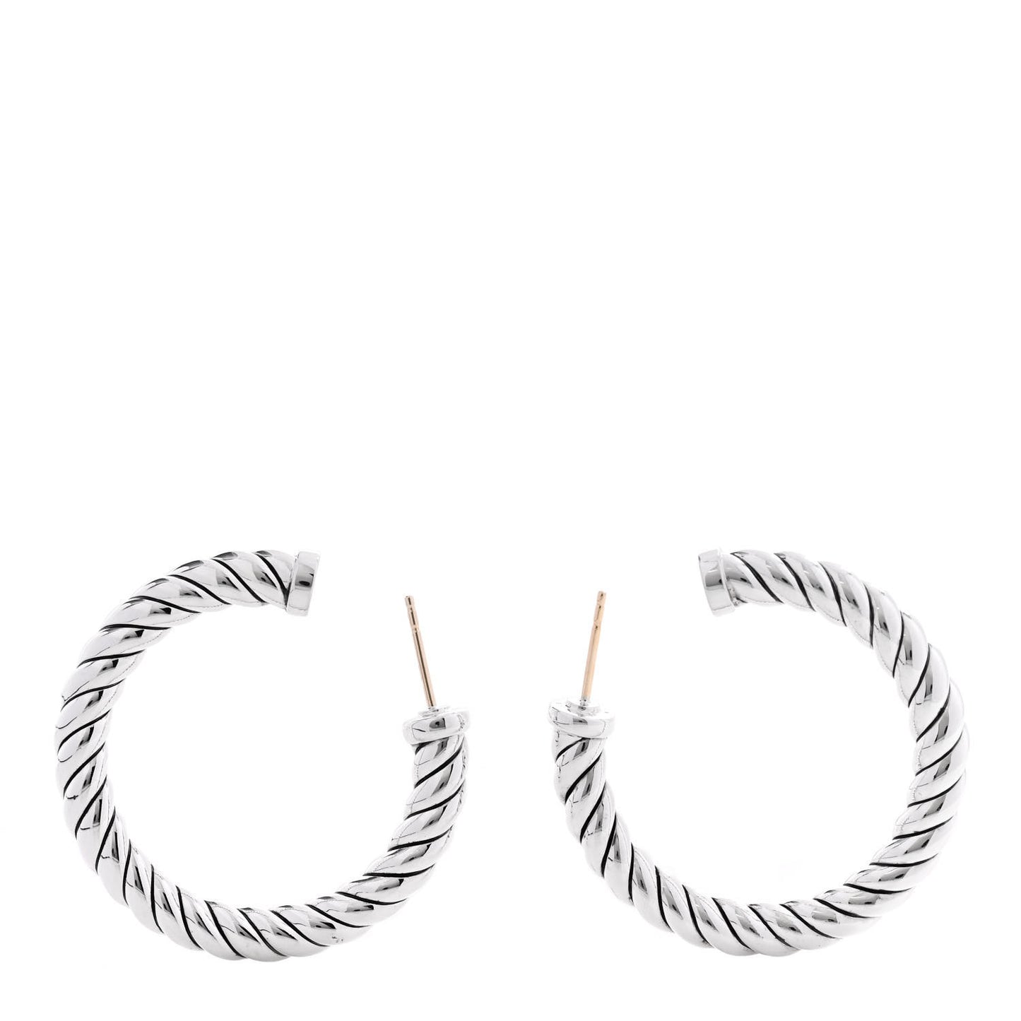 Sterling Silver Sculpted Cable Hoop Earrings