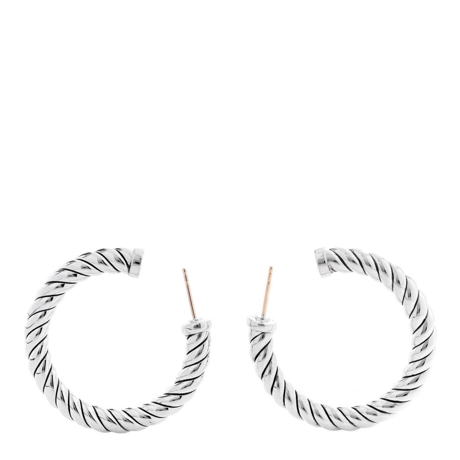 David Yurman Sterling Silver Sculpted Cable Hoop Earrings 3 of 4
