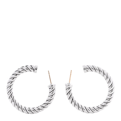 David Yurman Sterling Silver Sculpted Cable Hoop Earrings 3 of 4