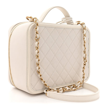 Chanel Caviar Quilted Large CC Filigree Vanity Case White 4 of 13