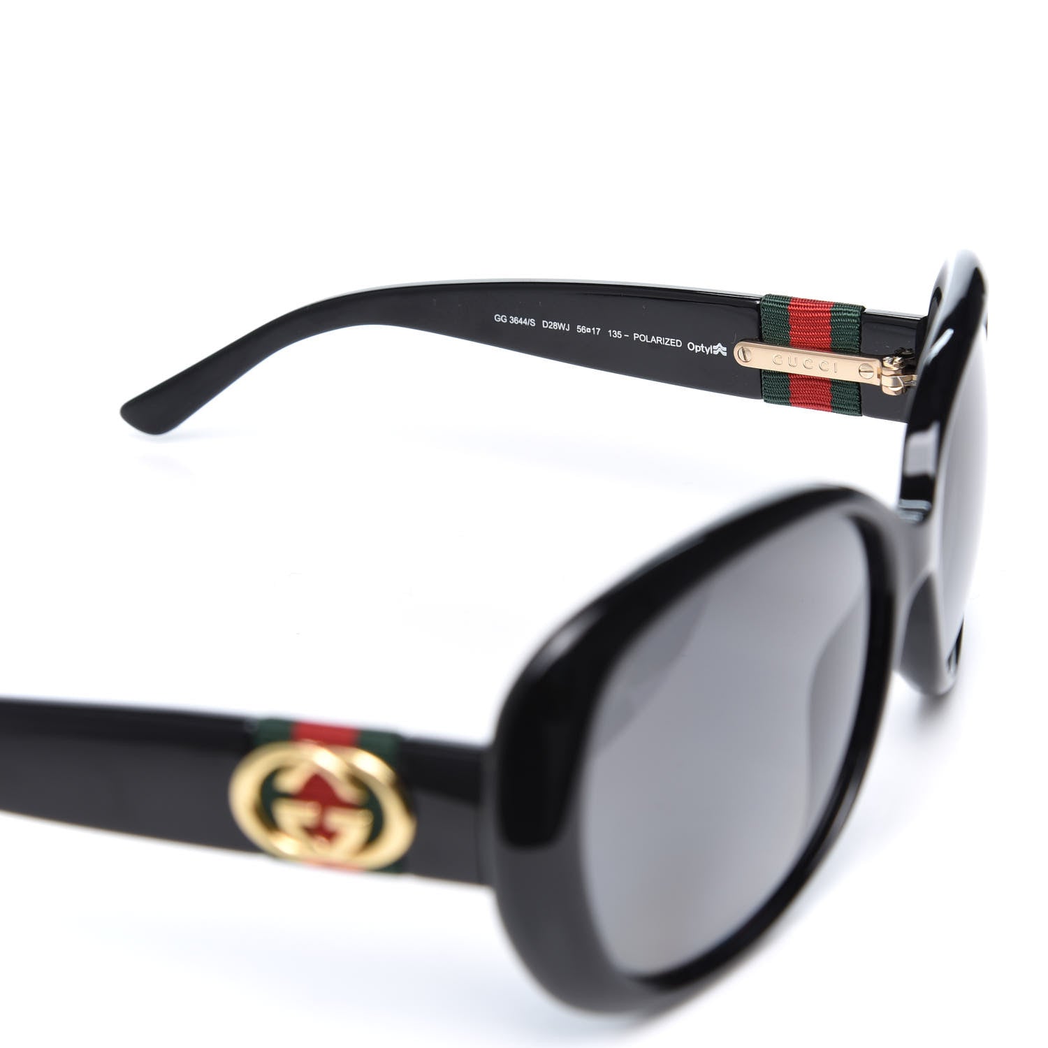 Gucci Acetate Oversized Round Frame Web Sunglasses GG3644S Black 6 of 8
