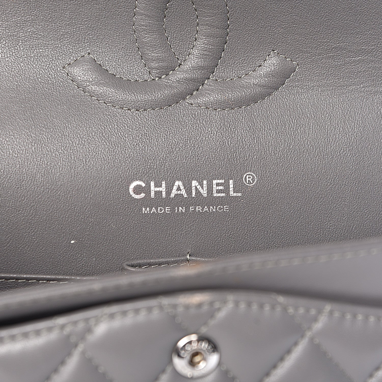 Chanel Lambskin Quilted Medium Double Flap Grey 6 of 21