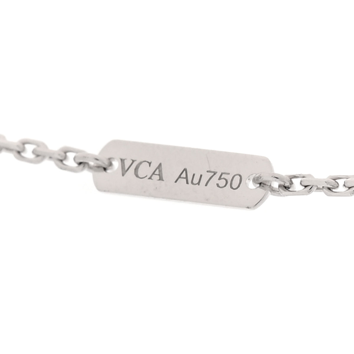 Van Cleef & Arpels 18k White Gold Chalcedony Vintage Alhambra Pendant Necklace 5 of 6