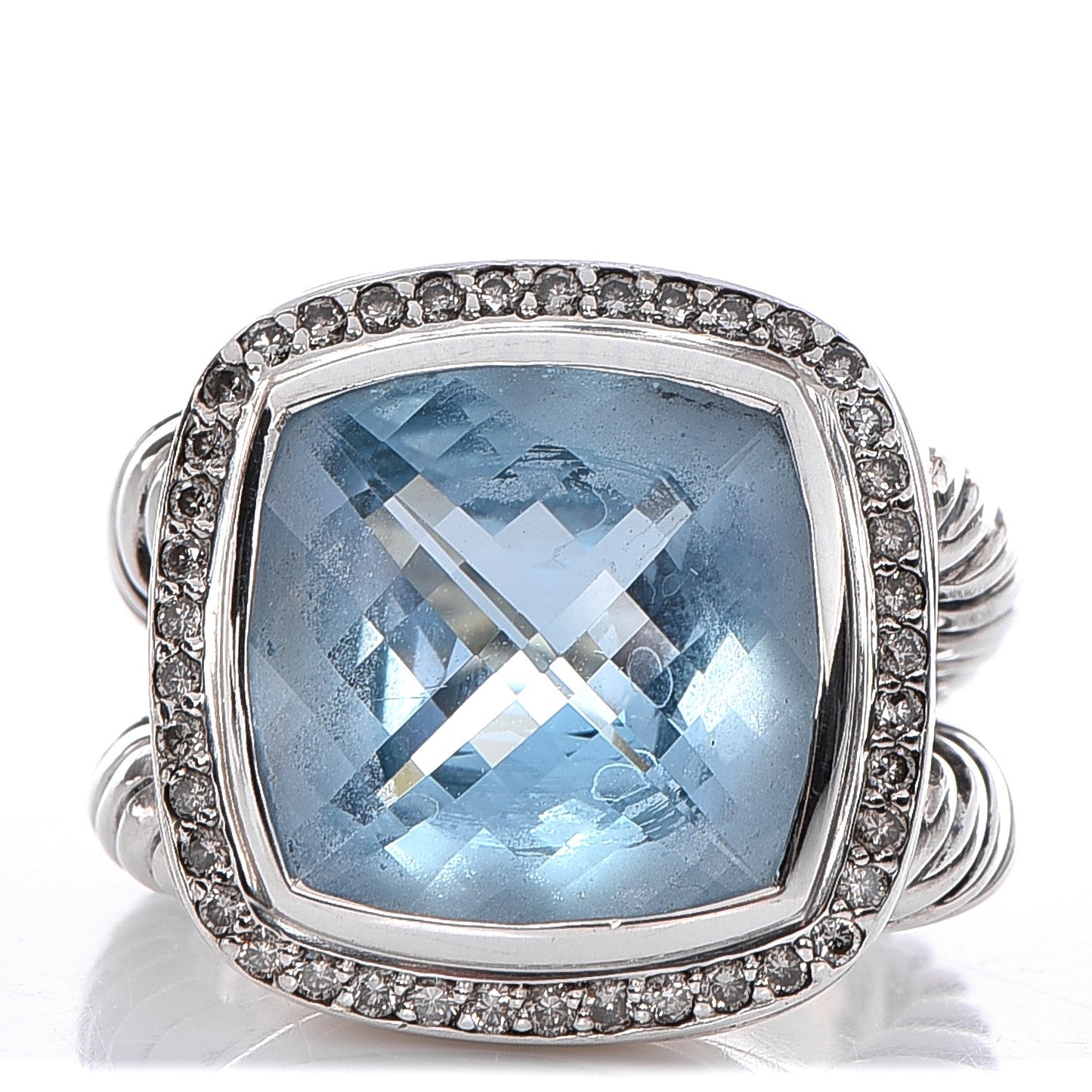 Sterling Silver Diamond Blue Topaz 14mm Albion Ring 54 7