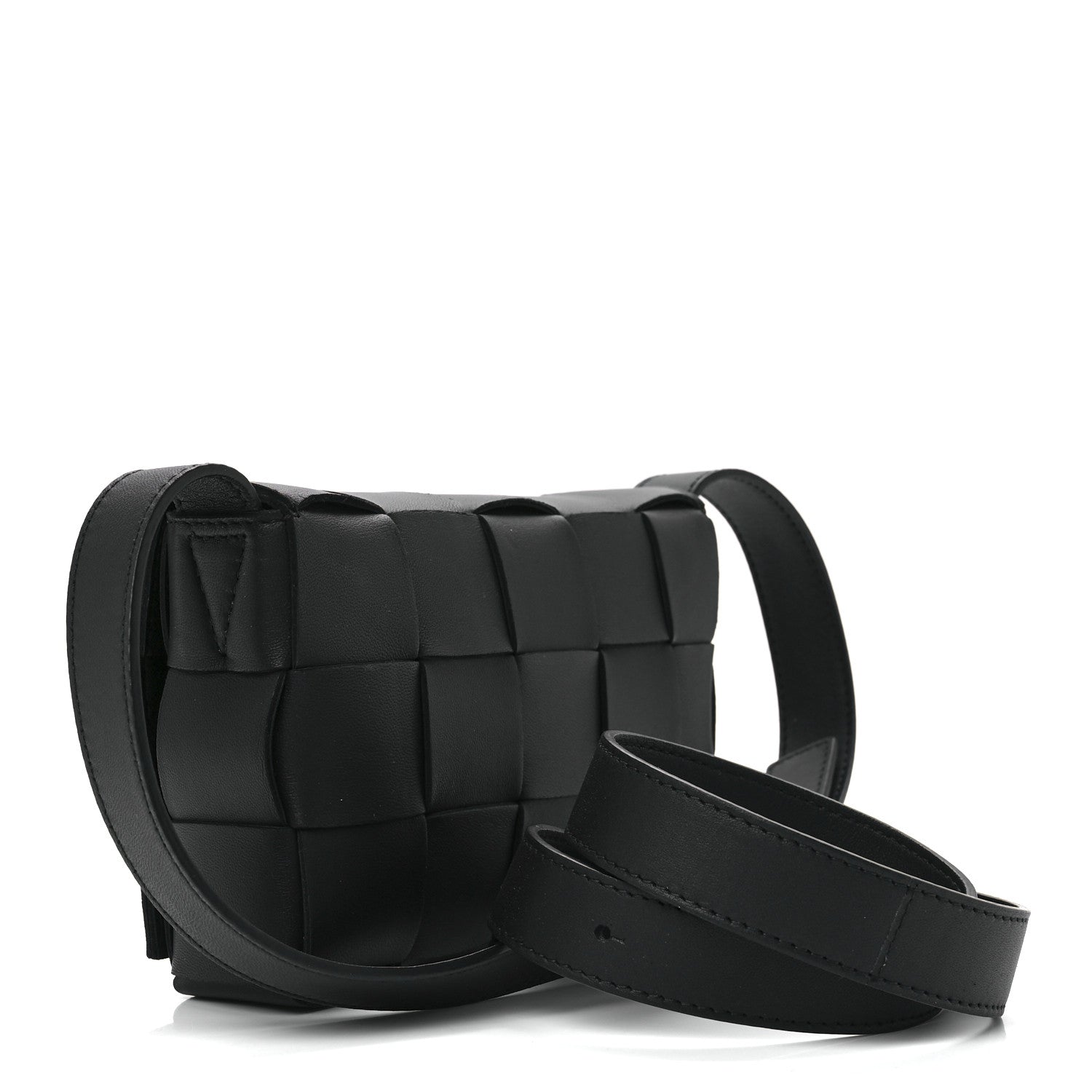 Bottega Veneta Lambskin Maxi Intreccio Small Cassette Crossbody Bag Black 3 of 10