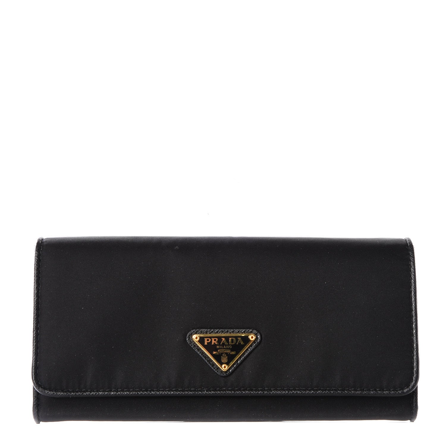 Prada Tessuto Nylon Continental Flap Wallet Black 1 of 9