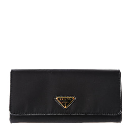 Prada Tessuto Nylon Continental Flap Wallet Black 1 of 9