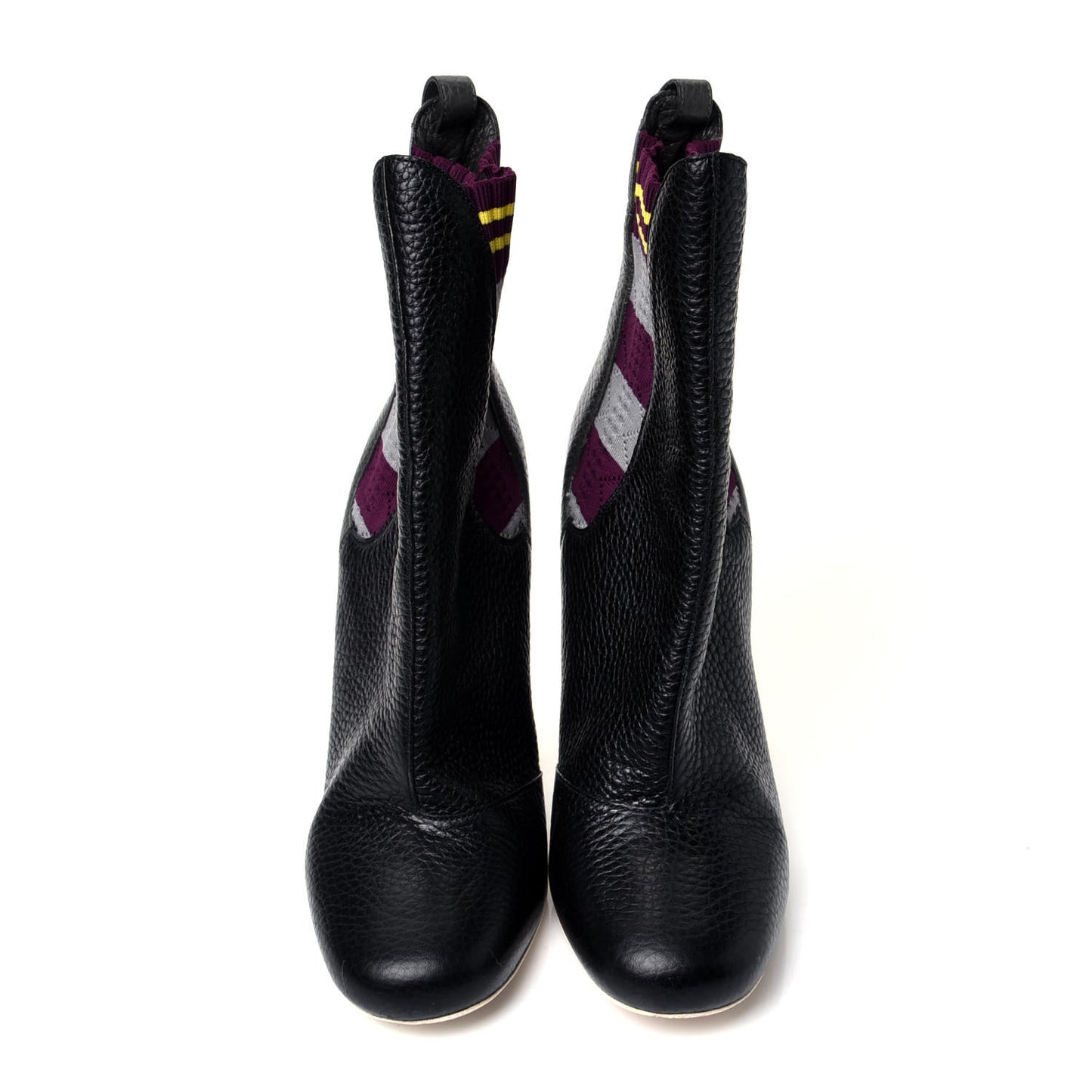 Calfskin Stretch Fabric Marie Antoinette Sock Booties 38.5 Black