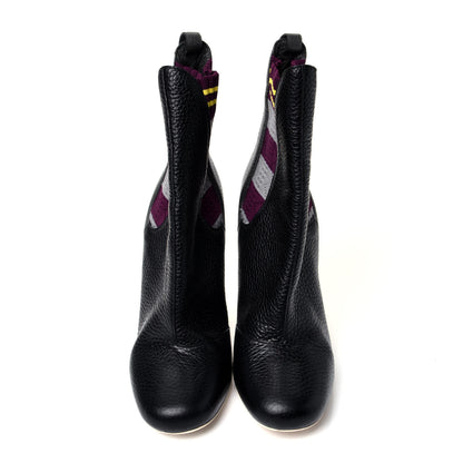 Fendi Calfskin Stretch Fabric Marie Antoinette Sock Booties 38.5 Black 5 of 9
