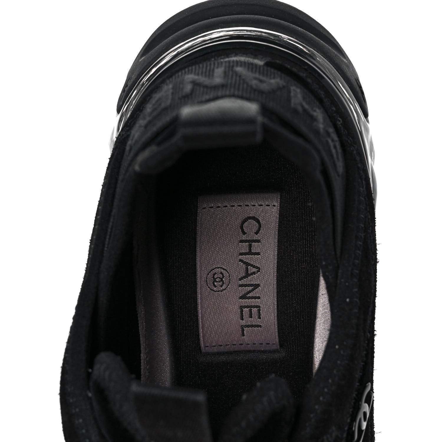 Chanel Suede Calfskin Velvet Grosgrain CC Sneakers 37.5 Black 8 of 9